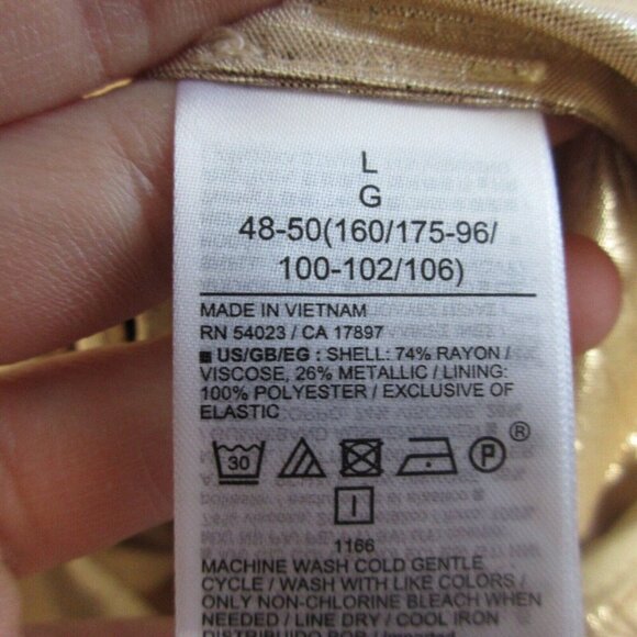 Gap Women's Maxi Dress Halter L Metallic Gold Viscose Rayon Tiered Cocktail 280 - Picture 3 of 13